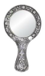 Kalarambh Bharat Haat Yellow Brass Mirror Handicraft Art 12 x 1 x 21 cm