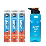 MuscleBlaze Fuel One Sports Hydr8 (Lemon, 20 Effervescent Tablets Each, Pack of 3) with Sipper, 500 ml (Combo Pack)
