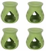 Mkd2 Rise Ceramic Candle Aroma Diffuser Oil Burner I Aroma Burner I Essential Oil Diffuser Set of 4 for Fragrance (Green)