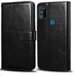 AmericHome Samsung Galaxy M30s, Model SM-M307F, SM-M307FN Black Artificial Leather, Rubber Shock Proof Mobile Flip Cover
