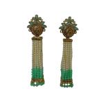 Priyansh Enterprise Handmade Light Green Brass Traditional Earrings For Parties, Festivals For Women
