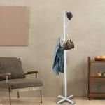 ADA Bamboo Coat Stand with 8 Hooks, Free Standing Tree Shaped Coat Rack With Solid Feet, Hanging Storage Organiser for Entryway Hallway Bedroom - Closet Wardrobe (50 x 50 x 165cm) - White