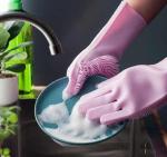 Shopfleet Appliances Silicone Cleaning Gloves Magic Silicone Dish Washing Gloves Easy Household Silicone Scrubber Rubber Cleaning Gloves