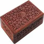 GURU JEE Handmade Indian Wood Jewelry Box Jewelry Organizer Keepsake Box Wooden Trinket Box Wood Wooden Jewelry Box Decorative Storage Organizer Intricate Carved