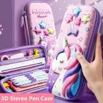 NAVRANGI 3D Unicorn Cover Large Capacity Pencil Case Compass with Compartments