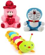 Kashish Trading Company soft toy pink love cap, caterpillar with doremon(25-55 cm) - 30 cm (Multicolor)