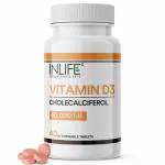 INLIFE Vitamin D3 60000 IU Chewable Tablets | Cholecalciferol Supplement for Men and Women - 40 Tablets, Once a Week