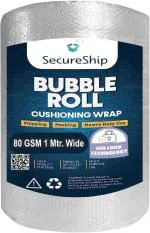 SecureShip 80 Gsm 1 mtr Wide Heavy Protective Air Bubble Wrap Roll for Safe Shipping and Packaging (5 meter Length)