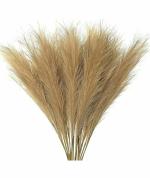 SATYAM KRAFT 3 Pcs Artificial Big Pampas Grass Flowers Plant Home, Room, Office, Bedroom, Balcony, Living Room, Table Decoration, Plants Craft Items Corner (Without Vase Pot) (32.5 Inch) (Brown)