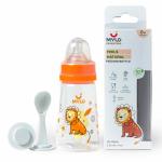 MYLO Baby Feels Natural Baby Feeding Bottle, PP, BPA Free with anti-colic nipple - 125 ml (Orange Lion)