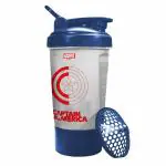 PowerMax X Marvel MSB-6S Captain America Marvel Edition Shaker Bottle 600ml, 100% Leakproof Guarantee Sipper Bottle Ideal for Protein, Pre-Workout and BCAAS, BPA Free Material, Plastic (Clear)