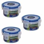 ARISTO Lock & Fresh Plastic Food Storage Container with Lid, 100 ml, Set of 3, Clear