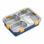 SCHOLAZS Lunch Box 3 Compartment Leak-Proof BPA Free Stainless Steel with Spoon, for School, Lunch Box for Kids, Lunch Box for School & Office
