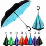 SENIXA Double Layer Automatic Inverted Reversible No Drip Umbrella with C Shape Handle