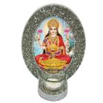 Treasure Hunt Handmade Laxmi Ji Mata Grey Oval Tabletop Framed Photo with Tealight Cup 17 x 9 x 22 cm TH-393