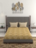 Trident Comfort Living Queen Sheet Set, 100% Cotton Bed Sheets, 3-Piece Set, 1 Bedsheet and 2 Pillowcases, Soft & Smooth 120 Thread Count, Queen Size Sheet, Oak Mustard