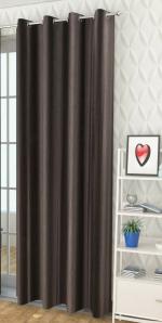 Parda Online Brown Long Crush Solid Eyelet Abstract Window Curtain 7ft, (Pack of 2)