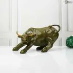 Decor Plus Striking Charging Green Bull Table Accent