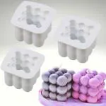 MoldBerry Candle Mould for Candle Making Silicone 3 Cavity Big Bubble Cube Candle Mold for Handmade Candles DIY Tools for Baking Chocolate Cake Mousse Dessert Soap Resin Art Pack of 3