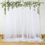 OMUDA Decoration Tulle White net Curtain Cloth Backdrop Combo for Birthdays, Christmas, Anniversary, Baby Shower, Photo Shoot, Wedding Party Set of 2 Pieces
