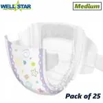 Wellstar Super Soft Baby Diaper (Open Tape) with High Absorb Technology Medium (25 Units)