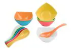 Mehul Plastic Soup Bowls with Spoons Set of 6, Microwave Safe Bowls, BPA Free, Food Grade, Capacity- 200 ML, Multicolor Color.