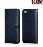 SCARDY VIVO V5 BACK COVER / LEATHER FLIP COVER / BLUE COLOR