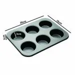 PERFECT BAKEWARE 6 Cavity Carbon Steel Cupcake Mould For Baking Cupcakes Muffins