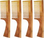 Park Daniel Natural And Ecofriendly Handmade Neem Wooden Dressing Handle Comb, 7.5 Inches (Pack Of 4)