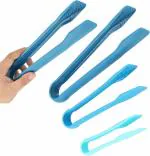 VELINEX 3 pcs kitchen plastic tongs|tongs for cooking|food tongs|serving tongs|Multifunctional mini tongs|Blue