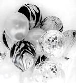 Toyxe Multicolor Rubber Confetti Filled Clear Balloons, Marble Balloons, Silver Balloons