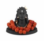 NAVYAKSH Polyresin Adiyogi Shiva Statue with Free 54+1 Beads Rudraksha Mala for Car Dash Board