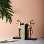 Voidrop- Set Of 2 Trotting Horse Bookend -Bookends-Decorative Book Ends Horse,Horse Book Holder, Gold Book Holder,Book Shelf Accent,Decoration Fo Library Office Home Metal;Aluminium- Gold