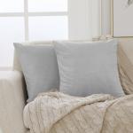 Sleepsia Throw Pillow Covers - Plain Velvet Cushion Covers - 16X16 (Grey) Set of 2