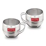 HAZEL Stainless Steel Tea Cup | Steel Unbreakable Chai Tea Coffee Cup Mug Latest Design Capacity 170ml Each, Set of 2, Silver