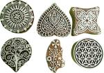 Reniq _5670 Wooden Printing Blocks Stemp Printing Blocks (Pack Of 6)