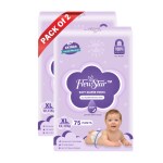 FLEWSTAR 75 PCs Baby Nicker Slim & Comfort Disposable Baby Diapers- Baby Care Diaper Pants-Slim & Comfort Disposable Baby Diapers- Cottony Soft High Absorb Technology-Pack Of 2 (Etra-Large)