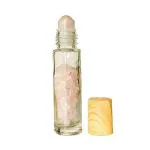 Getmecraft Rose Quartz Roller Bottle Refillable Clear Glass Roll On Bottle For Essential Oils With Crystal Gemstone Balls Top And Bamboo Lid 10 ml Pack Of 1