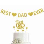Festiko Best Dad Ever Banner in Gold Glitter Combo (Set of 6 Pcs), Fathers day Decoration Items
