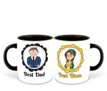 Whats Your Kick Set of 2 Best Dad and Best Mom Printed Black Ceramic Coffee Mug 325ml