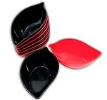 Inpro Stylish Small Leaf Shape Plastic Bowls in 6 Red & 6 Black Color for Snacks-Serving Bowl-designer bowl-kitchen crockery for parties Set of 6 Red & 6 Black Snacks Plastic Bowls (Set of 12 Bowls).