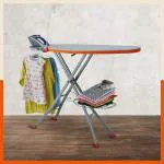 KI Premium International Quality Ironing Board/Iron Table Stand with Press Holder, Foldable & Height Adjustable Height (Black)