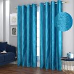 STUFFIT Tree Punching Polyester Panels/Curtain for Home 2 Piece, (DOOR-Size : 4 X 6 Feet, Aqua-Blue)