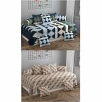 XMBUG| | Beautiful Combo of 2 Diwan Set Of 16 Pieces Diwan With 2 Single Bedsheet 4 Bolster Covers And 10 Cushions Covers| 60 X 90 Inches