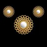Upscale Wall Mounted Decorative Glass Mirrors for Living Room, Home Decor & Bedroom, Round Hanging Wall Decor Accessories (Gold) -Set of 3