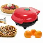 NORIDY Mini Waffle Maker 4 Inch- 350 Watts: Stainless Steel Non-Stick Electric Iron Machine for Individual Belgian Waffles, Pan Cakes, Paninis or Other Snacks