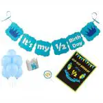 Untumble Six Month Birthday theme Blue Half Birthday party kit for a baby Boy