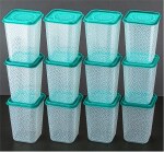 Qtrix Pet Bottles/ Containers / Grocery Jars | Stackable & Transparent & Unbreakable | Pack of (Black 12-Pcs)