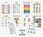 Traceease Laminated Preschool Learning Chart Materials ABC Alphabet- Numbers- Shapes-Emotions- Days of The Week