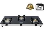 GOOD FLAME 3 Burners Eco Max Black Glass Gas Stove